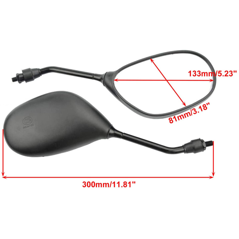 GOOFIT 10mm Motorcycle Rear View Mirror Black Plastic Side Mirrors Replacement for 50cc 70cc 90cc 110cc 125cc 150cc 200cc 250cc ATV Scooter Mopeds