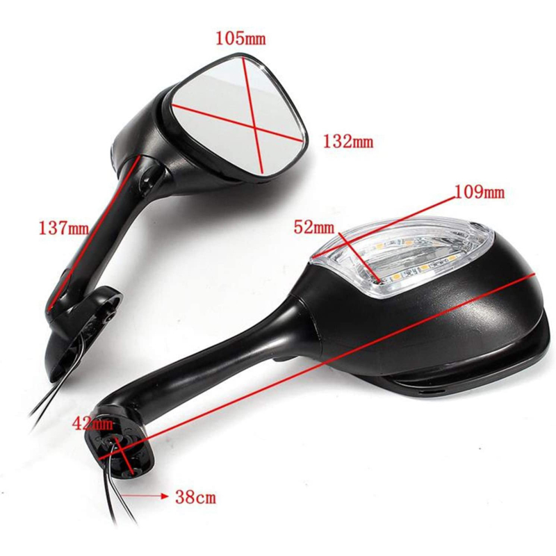 GOOFIT Sideview Mirror Rearview Mirror with LED Turn Signal black Replacement for GSXR1000 2005-2008 GSXR600/750
