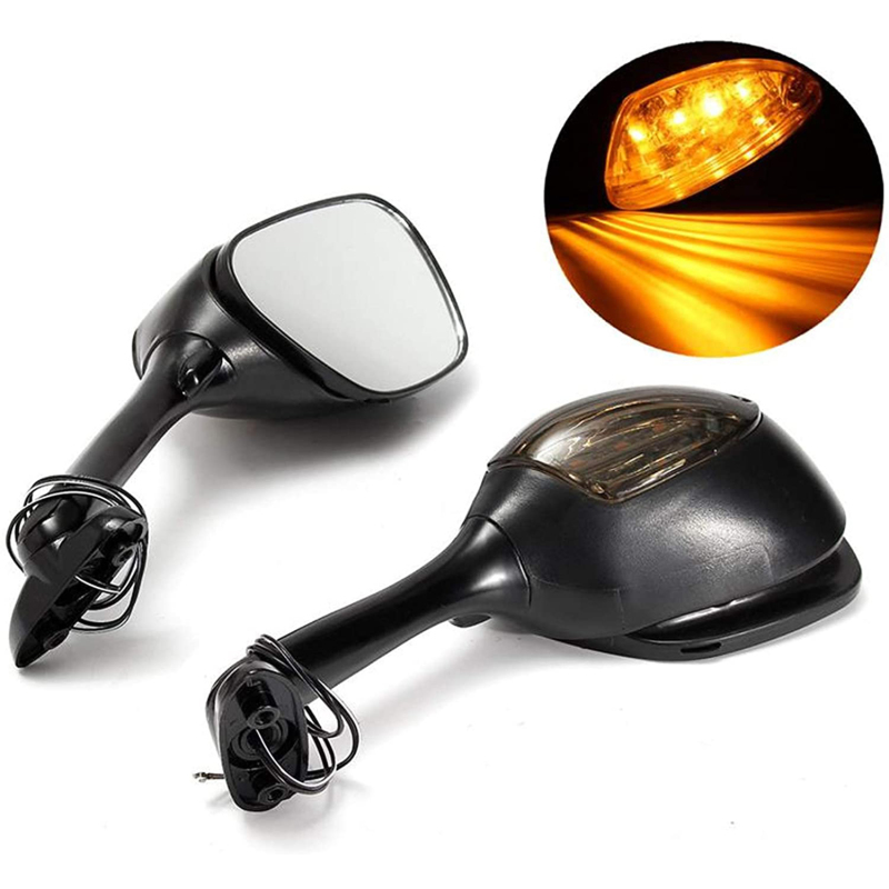 GOOFIT Sideview Mirror Rearview Mirror with LED Turn Signal black Replacement for GSXR1000 2005-2008 GSXR600/750