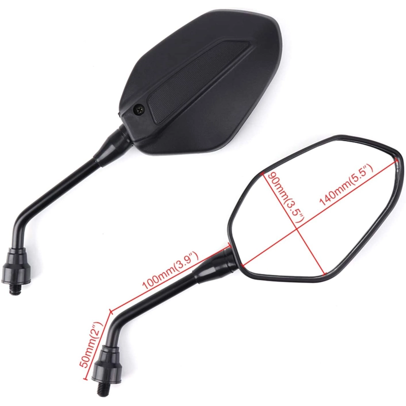 GOOFIT 10mm Rearview Side Mirror Black Motorcycle Off Road Pair Replacement For GY6 Touring Bikes Sport Bike Cafe Racers Electric Scooters Side Rear V