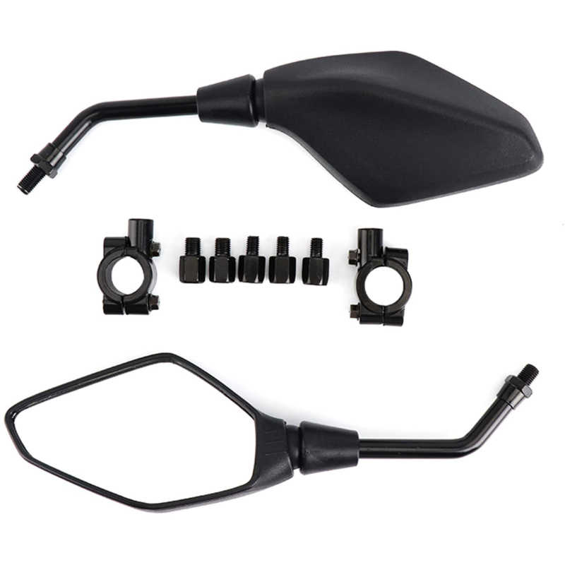 GOOFIT Motorcycle 10mm Rear View Side Mirror Pair Black with Bolt 7/8&quot; Handlebar Clamp Replacement For ATV Scooter