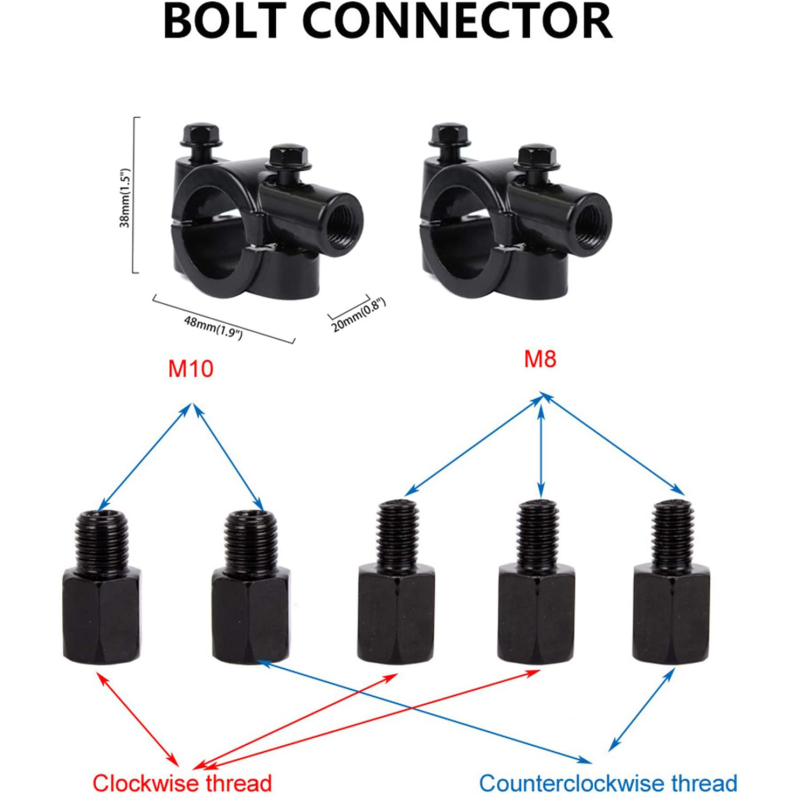 GOOFIT Motorcycle 10mm Rear View Side Mirror Pair Black with Bolt 7/8&quot; Handlebar Clamp Replacement For ATV Scooter