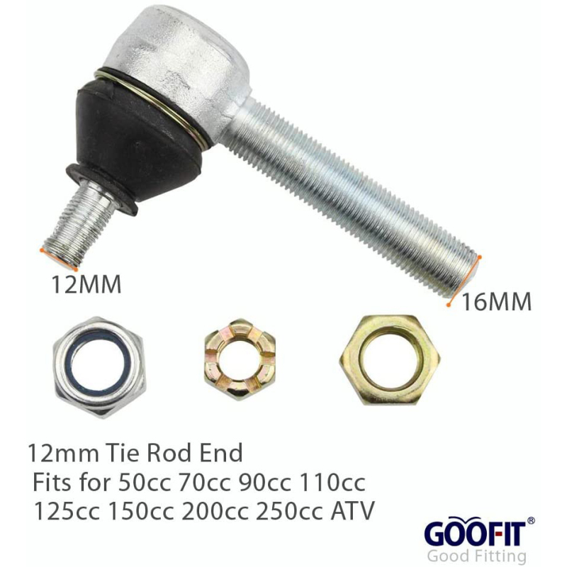 GOOFIT 12mm Adjustable Tie Rod End Replacement for 50cc 70cc 90cc 110cc 125cc 200cc 250cc ATV