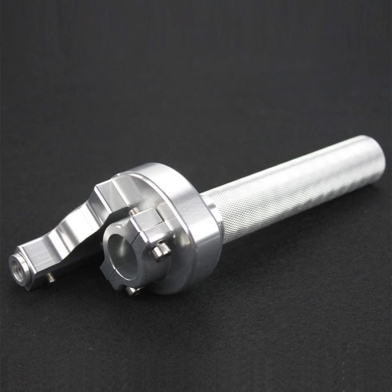 GOOFIT 7/8'' CNC Aluminum Twist Throttle Grips Clamp Replacement For Pit Bike Go Kart Silver