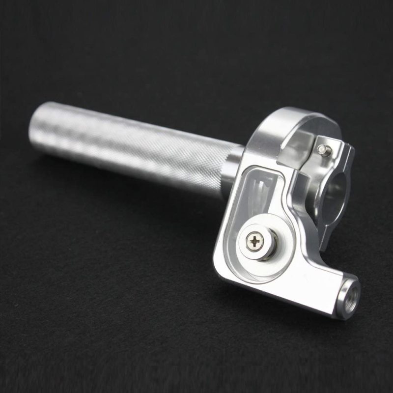 GOOFIT 7/8'' CNC Aluminum Twist Throttle Grips Clamp Replacement For Pit Bike Go Kart Silver