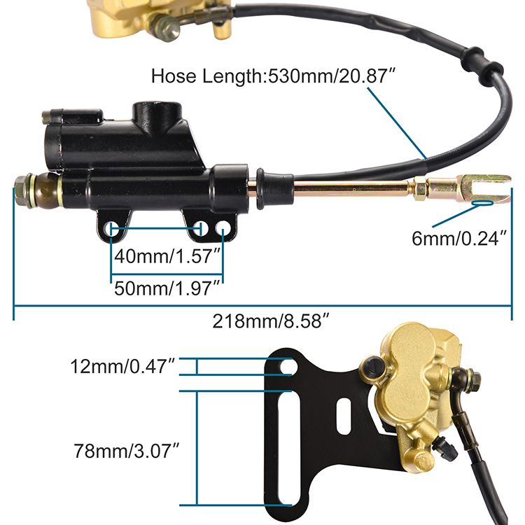 GOOFIT Rear Hydraulic Caliper Brake Master Cylinder Assembly Replacement For 70cc 110cc 125cc 150cc Atv Quad