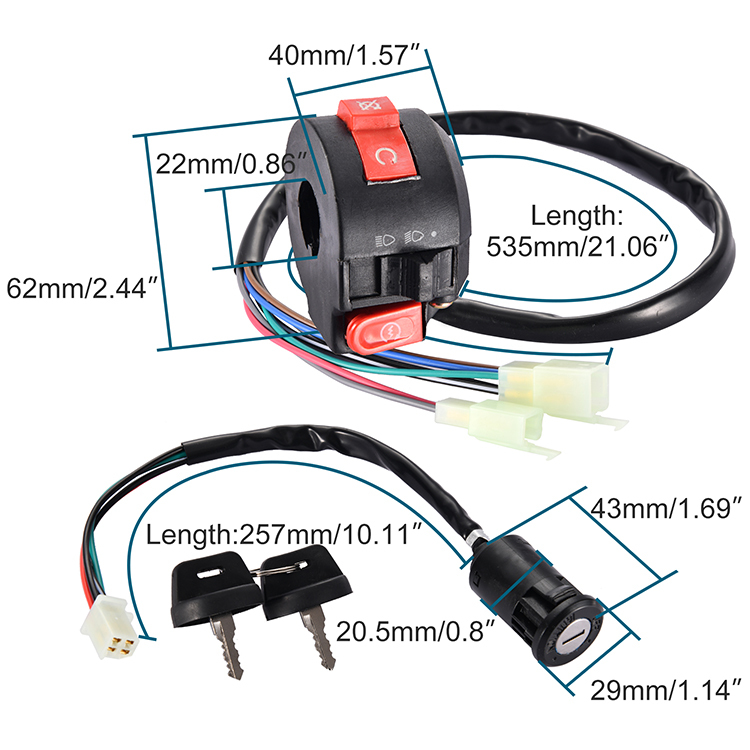 GOOFIT Motorcycle Handlebar Kill Switches with Key Ignition Replacement for 50cc 70cc 90cc 110cc 125cc ATV Scooter Quad