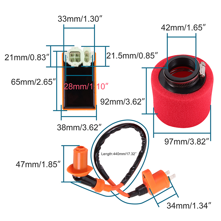 GOOFIT 6-pin CDI Ignition Coil and Air Filter Replacement For GY6 50cc 125cc 150cc ATV Dirt Bike Go Kart Moped and Scooter