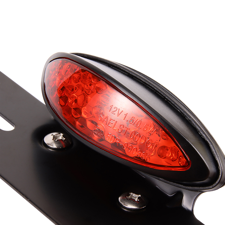 GOOFIT Motorcycle Smoky Lens Red Light LED Tail Light Integrated License Plate Rear Brake Lamp Cafe Racer Bobber