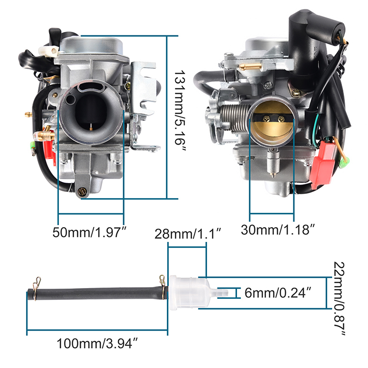 GOOFIT Carburetor Replacement For Helix CN250 Elite CH125 CH150 Hammerhead Jonyer Carter Brother Baja Roketa 250ccTouring Scooter Go Kart