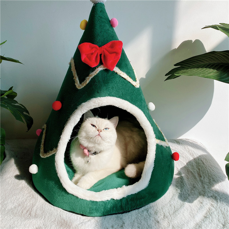 New Design Wholesale Christmas Pet Bed Luxury Novelty Custom Pet Bed Cave Cat Bed