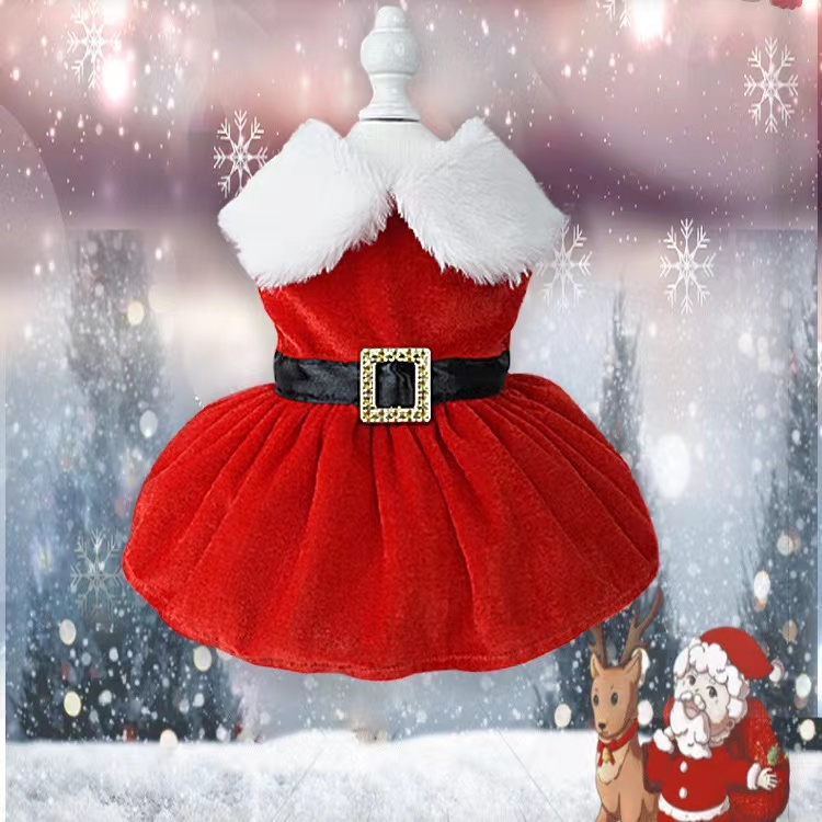 Hight Quality Christmas Dog Princess Dress Autumn And Winter Puppy Dog Christmas Clothes For Small Dogs