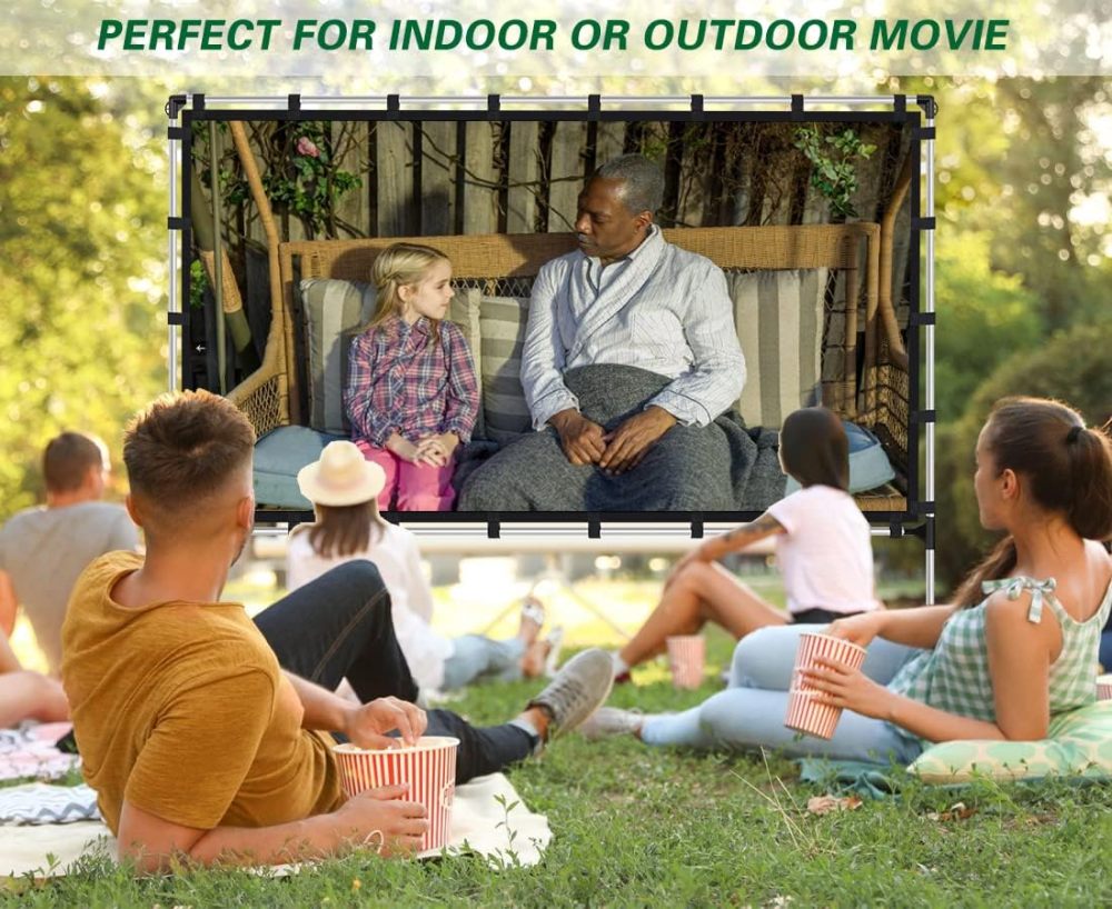 XHYCPY 120 Inch Projector Screen and Stand Portable Front Rear Projection Screen 16:9 HD 4K Foldable Movie Screen with Carry Bag for Outdoor Indoor Home Theater Backyard Cinema Travel