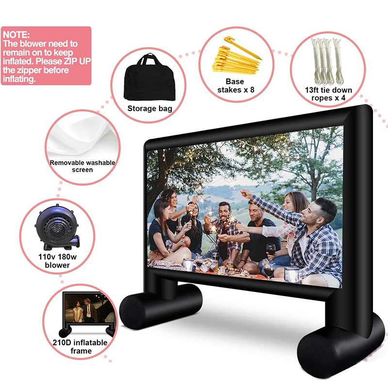 XHYCPY Inflatable Projector Screen 15ft Inflatable Movie Screen Outdoor with Air Blower and Storage Bag, Easy Set up, Front and Rear Projection for Outdoor Movie Night Backyard Pool Fun