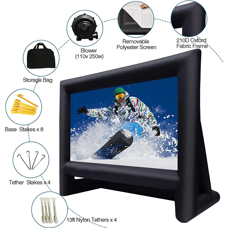 XHYCPY 16ft Inflatable Movie Screen Outdoor Projector Screen with Air Blower Storage Bag - Front/Rear Projection, Easy Set Up Blow Up Screen for Backyard Movie Night, Theme Parties, Celebrations