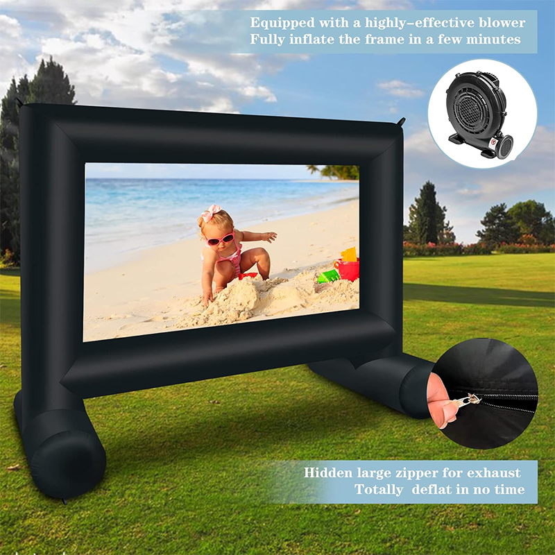 XHYCPY 14 FT Inflatable Projector Movie Screen for Outside, Blow up Projector Screen Front/Rear Projection for Backyard Movie Night Outdoor Party