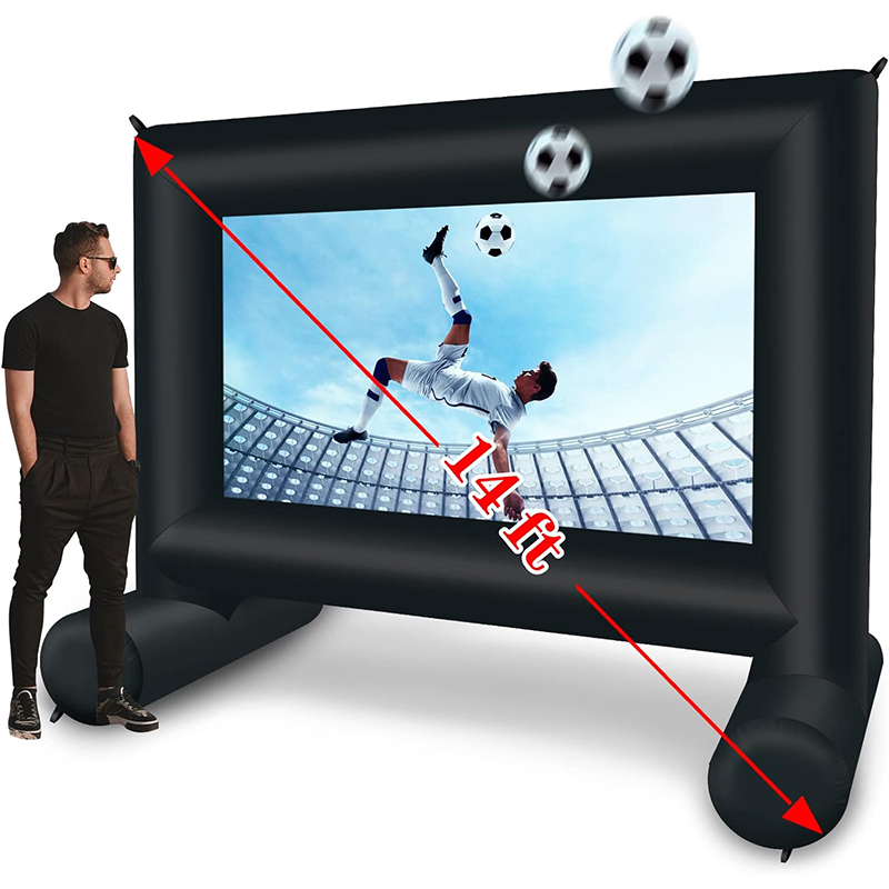 XHYCPY 14 FT Inflatable Projector Movie Screen for Outside, Blow up Projector Screen Front/Rear Projection for Backyard Movie Night Outdoor Party