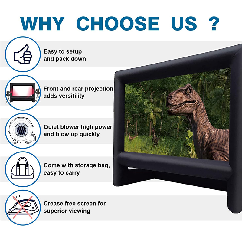 XHYCPY 20 Feet Inflatable Projector Screen Outdoor Inflatable Movie Screen with Air Blower Storage Bag, Easy Set Up Blow Up Screen for Backyard Movie Night, Theme Parties, Celebrations