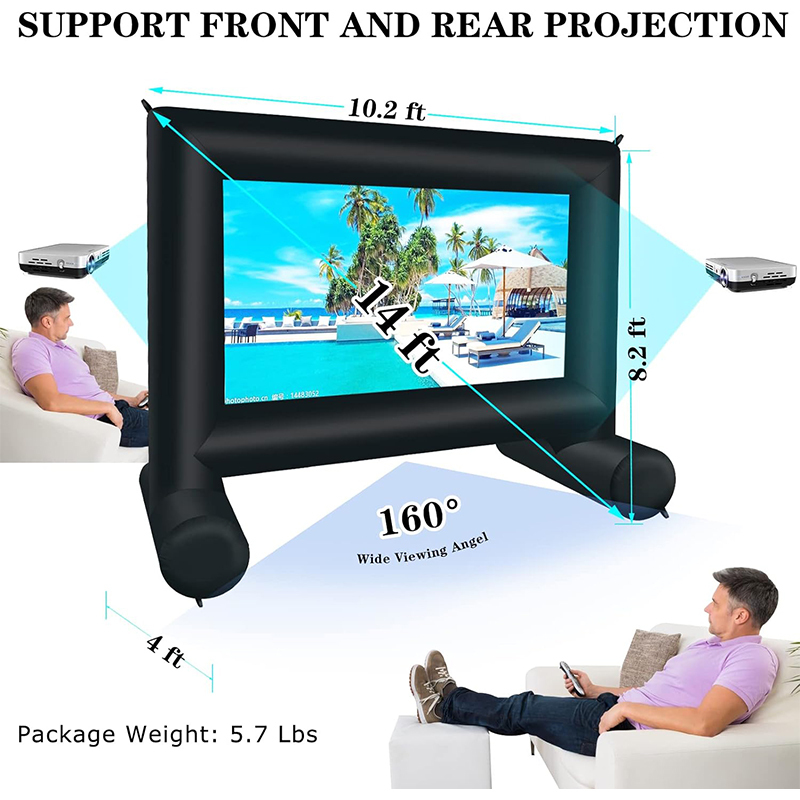 XHYCPY 14 FT Inflatable Projector Movie Screen for Outside, Blow up Projector Screen Front/Rear Projection for Backyard Movie Night Outdoor Party