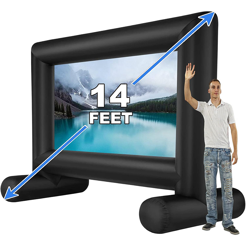 XHYCPY 14 FT Inflatable Projector Movie Screen for Outside, Blow up Projector Screen Front/Rear Projection for Backyard Movie Night Outdoor Party