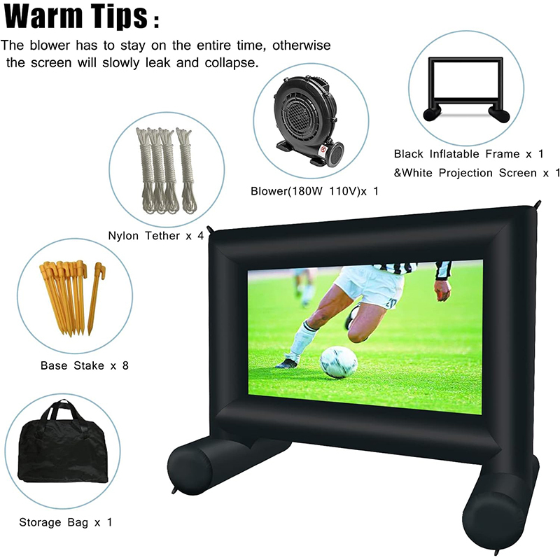 XHYCPY 14 FT Inflatable Projector Movie Screen for Outside, Blow up Projector Screen Front/Rear Projection for Backyard Movie Night Outdoor Party