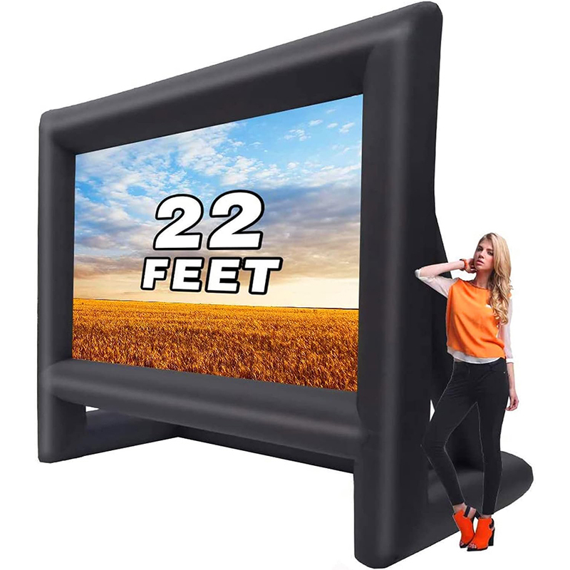XHYCPY 22 feet Projector Screen - Inflatable Outdoor and Indoor Theater Movie Screens - Includes Rope, Blower,Tent Stakes - Great for Outdoor Party Backyard Pool Fun