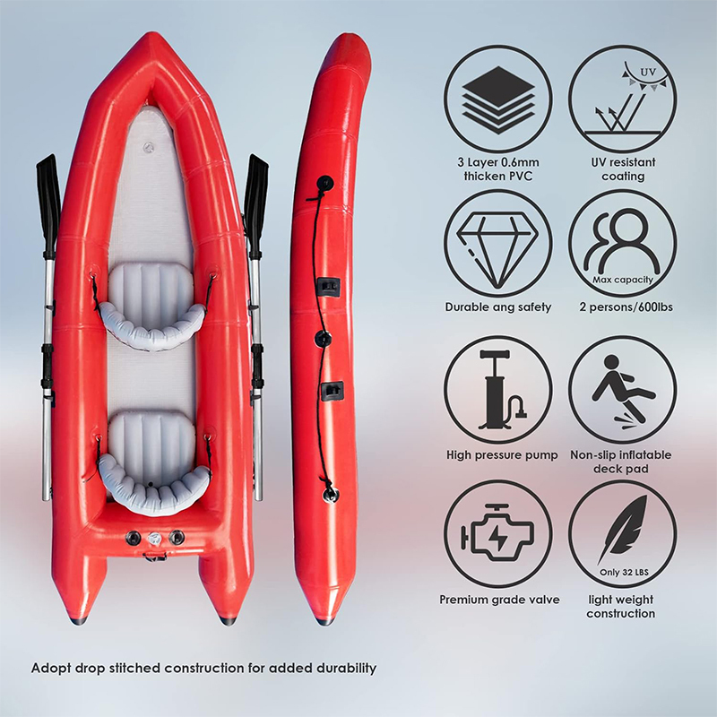 XHYCPY 2 Person Inflatable Touring Kayak for Adults, Portable 9.8FT Inflatable Boat Raft Blow up Sport Kayak Canoe with 2 Seats Paddles Air Pump Carry Bag