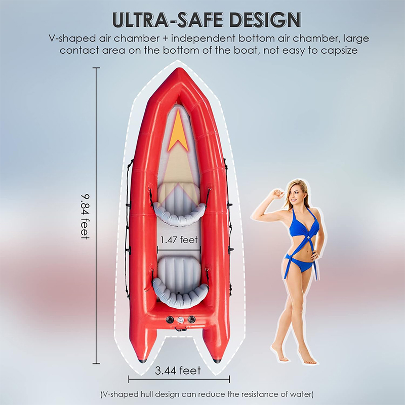 XHYCPY 2 Person Inflatable Touring Kayak for Adults, Portable 9.8FT Inflatable Boat Raft Blow up Sport Kayak Canoe with 2 Seats Paddles Air Pump Carry Bag
