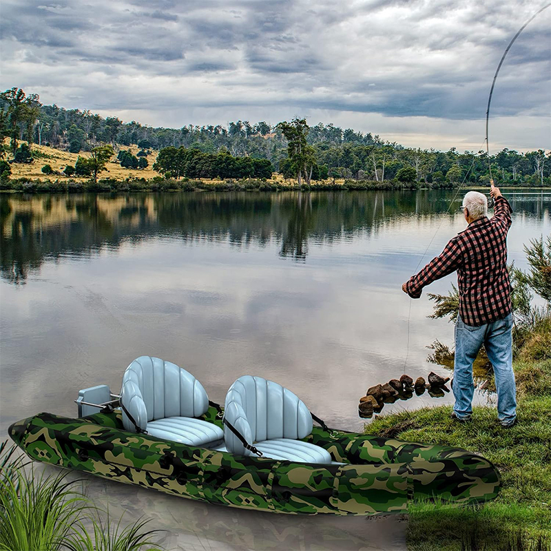 XHYCPY Inflatable Boat for Adults, 2 Person Inflatable Touring Kayak, 9.8FT Portable Camouflage Fishing Kayak Raft with Paddles Air Pump Carry Bag