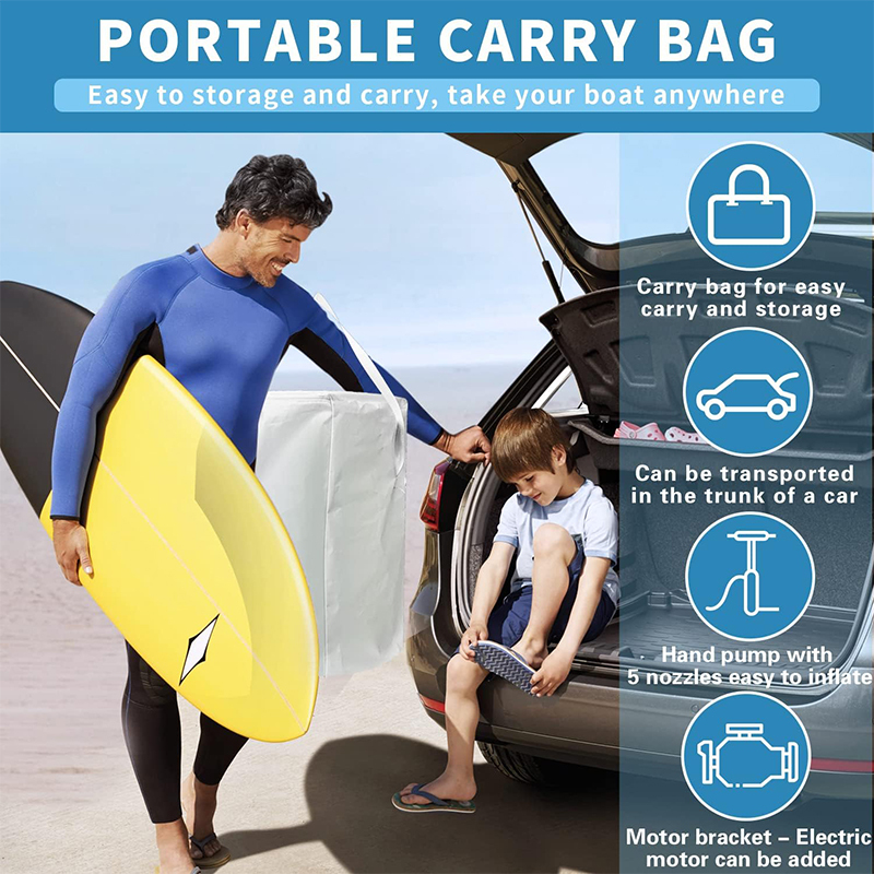 XHYCPY 10 ft Dinghy Boats, 4 Persons Inflatable Boat Fishing Kayak Raft Sport Boat for Adults with Paddles Air Pump Carry Bag