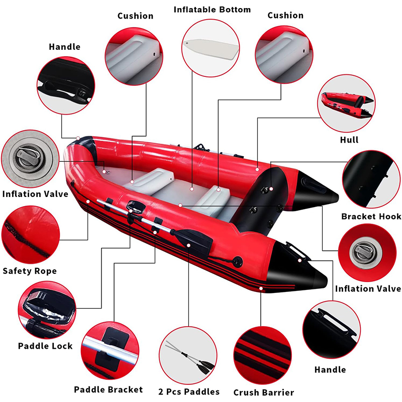 XHYCPY 10 ft Dinghy Boats, 4 Persons Inflatable Boat Fishing Kayak Raft Sport Boat for Adults with Paddles Air Pump Carry Bag