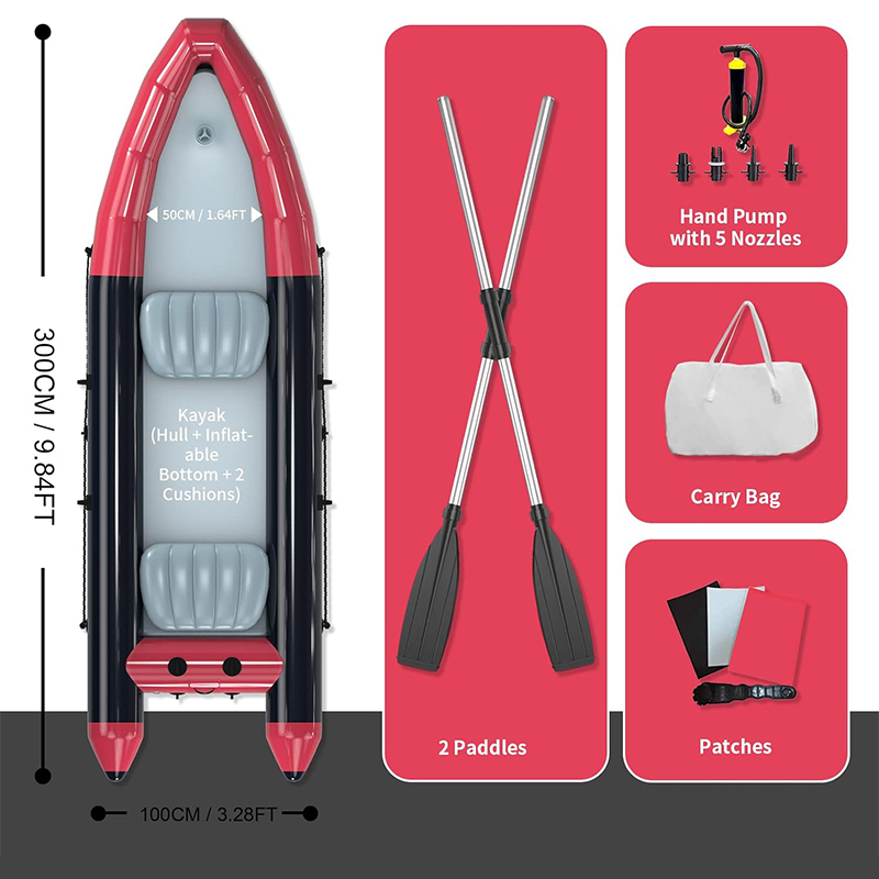 XHYCPY 10 ft Dinghy Boats, 2 Persons Inflatable Boat Fishing Kayak Raft Sport Boat for Adults with Paddles Air Pump Carry Bag