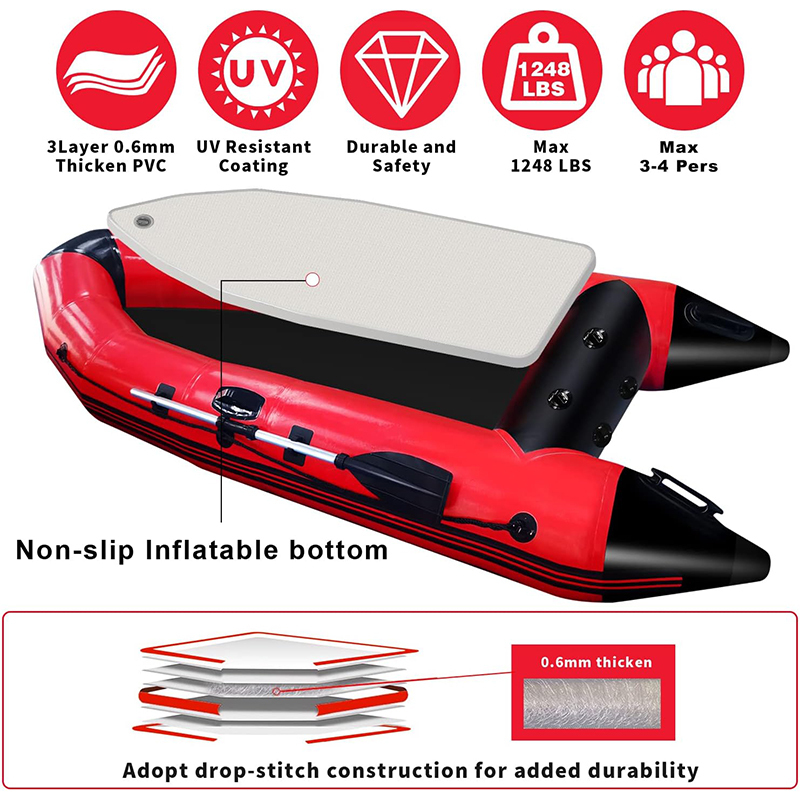 XHYCPY 10 ft Dinghy Boats, 4 Persons Inflatable Boat Fishing Kayak Raft Sport Boat for Adults with Paddles Air Pump Carry Bag