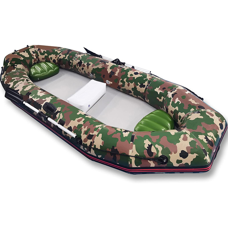 XHYCPY 10 feet Inflatable Sport Boats for Adults, 4-5 Person Fishing Dinghy Boat - Rafting Tender with Inflatable Cushion & Paddle - Folding Portable Kayak for Touring, Floating on Rivers Lakes