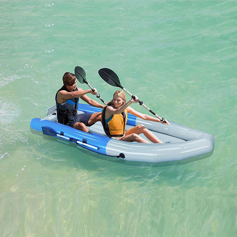 XHYCPY 10 ft Inflatable Boat Canoe, 2-Person Inflatable Fishing Kayak Set with Aluminum Oars, Air Pump & Carry Bag, Adults Water Rafts for Lakes, Rivers and Islands