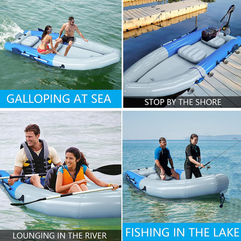 XHYCPY 10 ft Inflatable Boat Canoe, 2-Person Inflatable Fishing Kayak Set with Aluminum Oars, Air Pump & Carry Bag, Adults Water Rafts for Lakes, Rivers and Islands