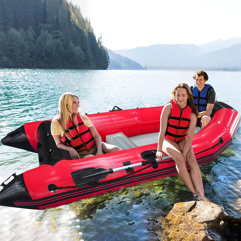 XHYCPY 10 ft Dinghy Boats, 4 Persons Inflatable Boat Fishing Kayak Raft Sport Boat for Adults with Paddles Air Pump Carry Bag