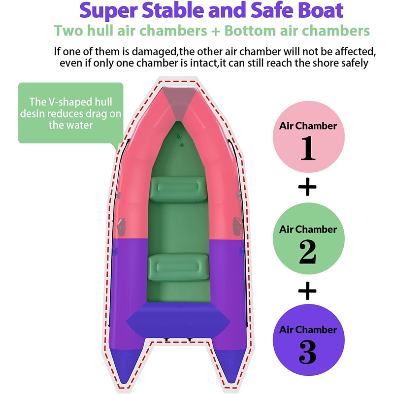 XHYCPY 10 ft Dinghy Boats, 4 Persons Inflatable Boat Fishing Kayak Raft Sport Boat for Adults with Paddles Air Pump Carry Bag