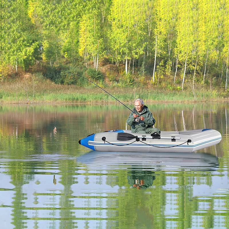 XHYCPY 10 ft Dinghy Boats, 4 Person Inflatable Fishing Kayak Raft Sport Boat for Adults with Paddles Air Pump Carry Bag