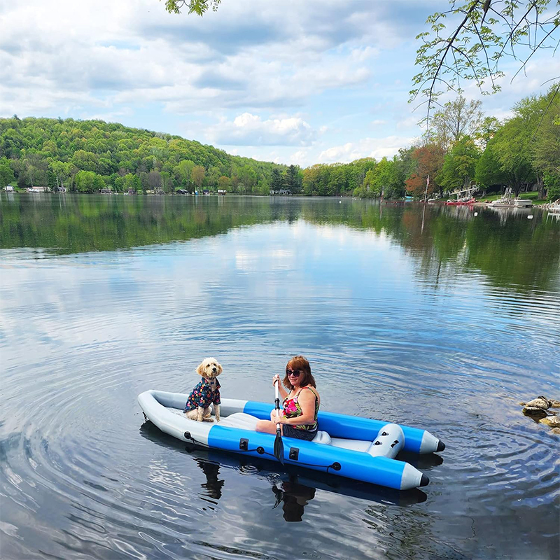 XHYCPY 10 ft Inflatable Boat Canoe, 2-Person Inflatable Fishing Kayak Set with Aluminum Oars, Air Pump & Carry Bag, Adults Water Rafts for Lakes, Rivers and Islands