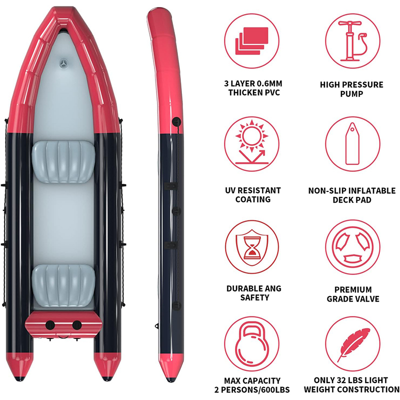 XHYCPY 10 ft Dinghy Boats, 2 Persons Inflatable Boat Fishing Kayak Raft Sport Boat for Adults with Paddles Air Pump Carry Bag