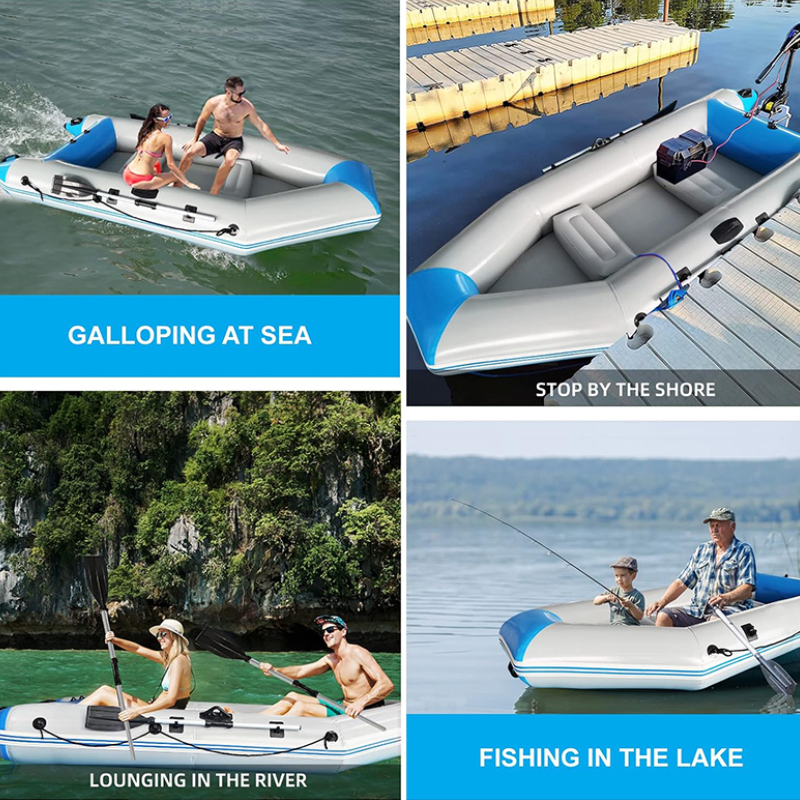 XHYCPY 10 ft Dinghy Boats, 4 Person Inflatable Fishing Kayak Raft Sport Boat for Adults with Paddles Air Pump Carry Bag