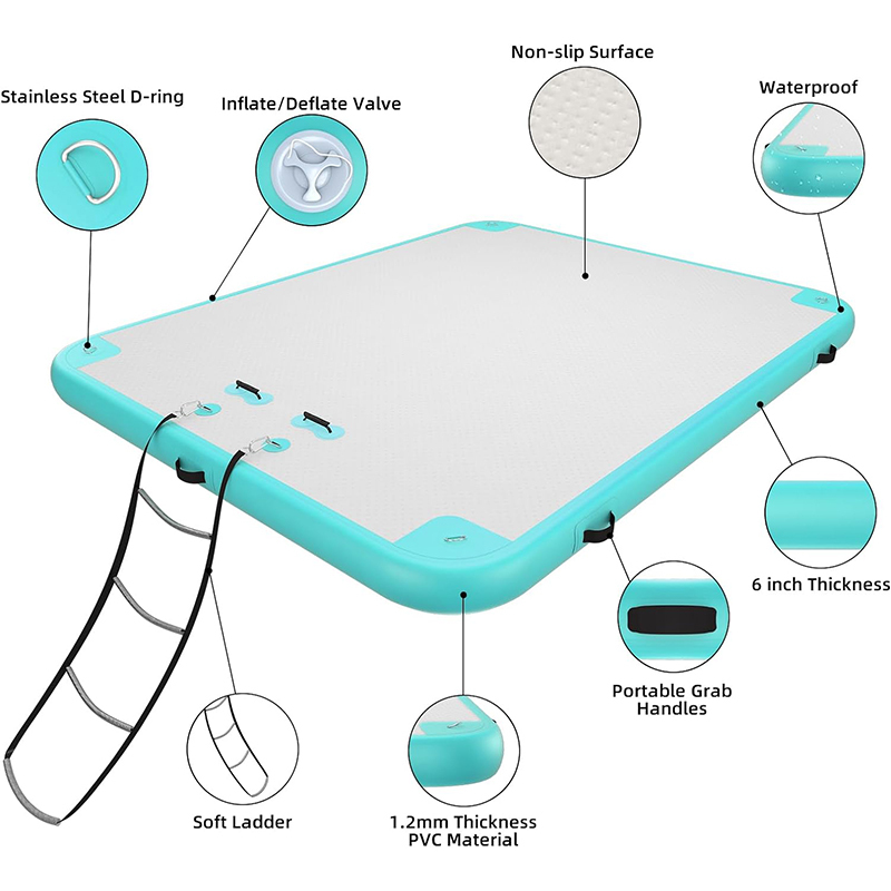 XHYCPY Inflatable Floating Dock Air Dock Platform Floating Island Raft with None-Slip Surface for Pool Beach Ocean