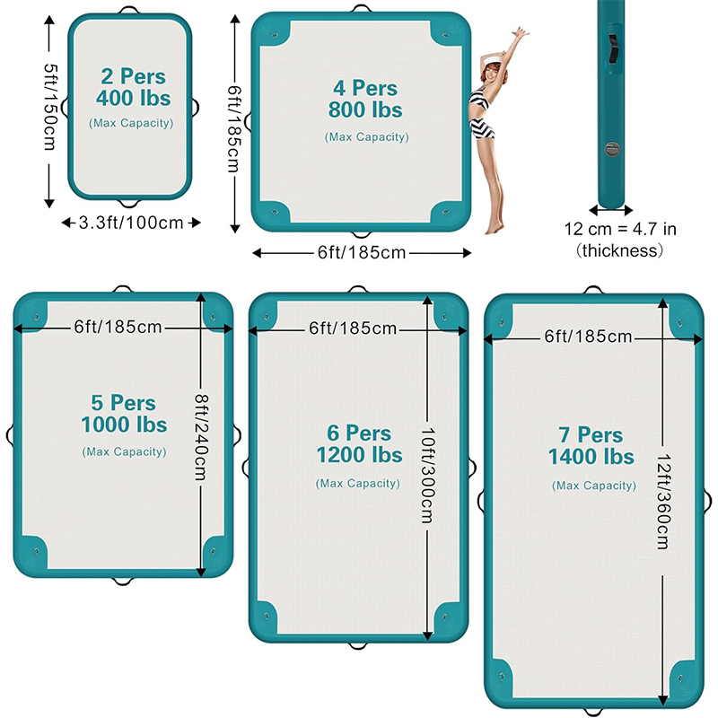XHYCPY Inflatable Dock Platform for Lake, Inflatable Floating Dock Inflatable Dock Platform Floating Island Raft with None-Slip Surface, Air Pump, Carry Bag for Lake Ocean