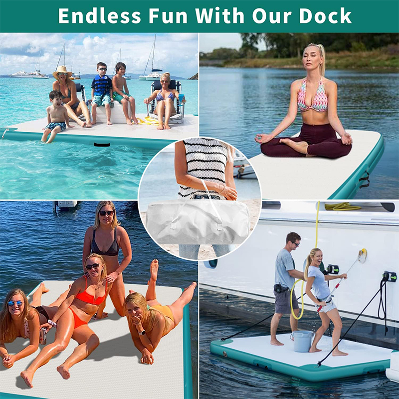 XHYCPY Inflatable Dock Platform for Lake, Inflatable Floating Dock Inflatable Dock Platform Floating Island Raft with None-Slip Surface, Air Pump, Carry Bag for Lake Ocean