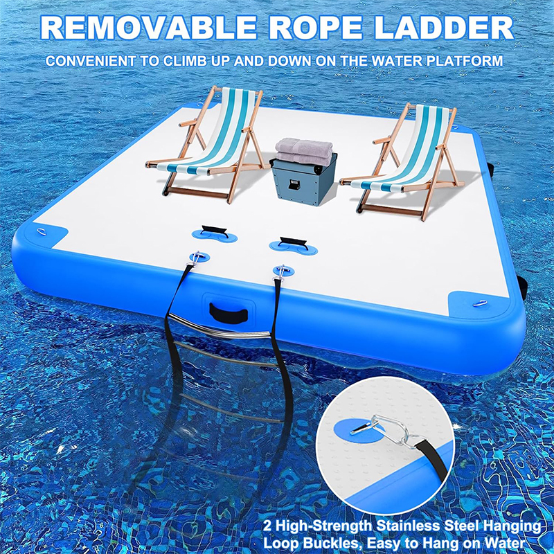 XHYCPY Inflatable Floating Dock 12 ft x 6 ft Air Dock Platform Floating Island Raft with None-Slip Surface for Pool Beach Ocean