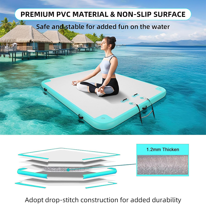 XHYCPY Inflatable Floating Dock Air Dock Platform Floating Island Raft with None-Slip Surface for Pool Beach Ocean