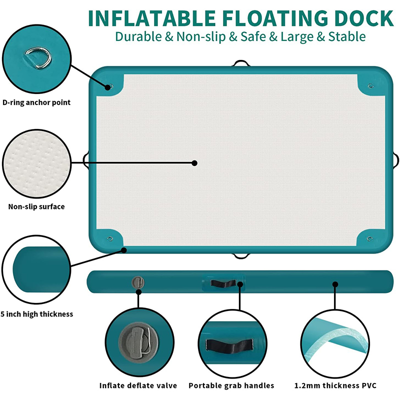 XHYCPY Inflatable Dock Platform for Lake, Inflatable Floating Dock Inflatable Dock Platform Floating Island Raft with None-Slip Surface, Air Pump, Carry Bag for Lake Ocean