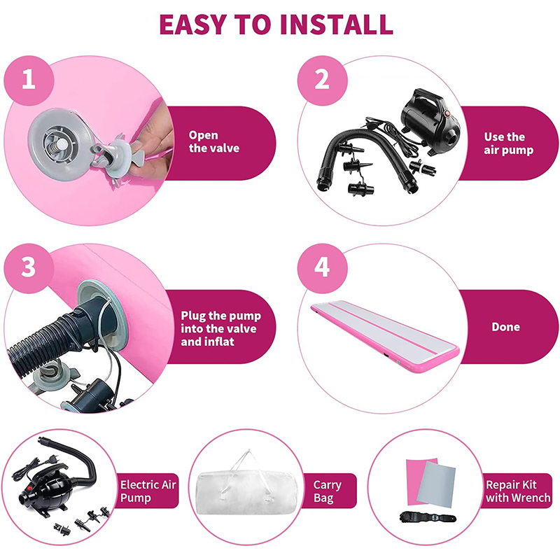 XHYCPY 10ft 13ft 16ft 20ft Inflatable Air Gymnastics Mat Track Tumbling Mats with Electric Air Pump 4 Inches Thich for Home Use/Training/Yoga/Outdoor/Water