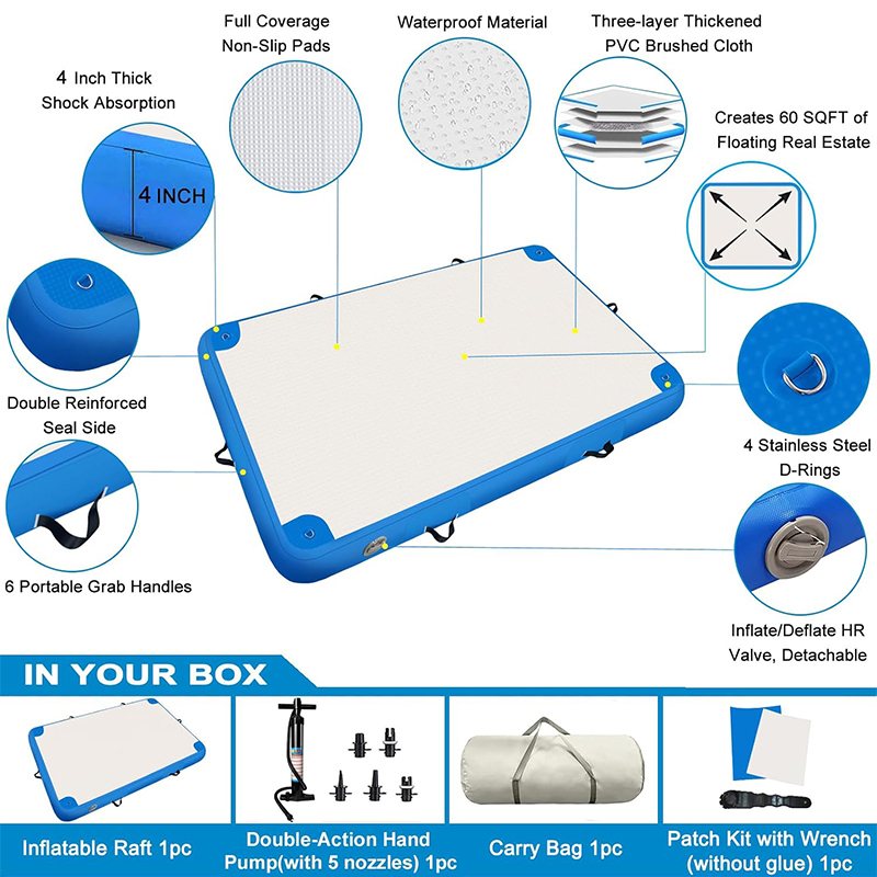 XHYCPY Inflatable Lake Float for Adults, Multi-Person Inflatable Swim Deck with None-Slip Surface, Swimming Water Platform, Floating Island - Dock - Raft for Pool & Beach, Lake, River Fun